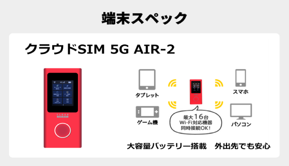�N���E�hSIM 5G AIR-2 �����Ղ�M�K Wi-fi�@#�����^��Wifi�@#�������@#��e�ʁ@#5G #�f�[�^�l�b�g���[�N�T�[�r�X���ƕ�